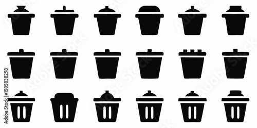 Open trash can icon waste disposal symbol design