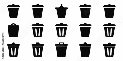 Open trash can icon waste disposal graphic design