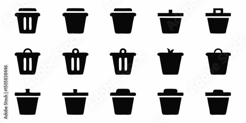 Open trash can icon recycling and waste disposal symbol