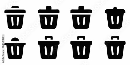 Open trash bin icon colorful waste disposal symbol