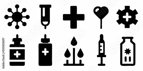 Vaccination process icon step by step medical symbols