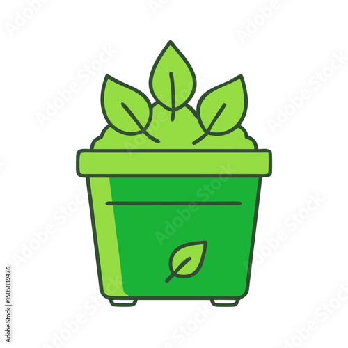 Green compost bin icon, for eco-friendly projects