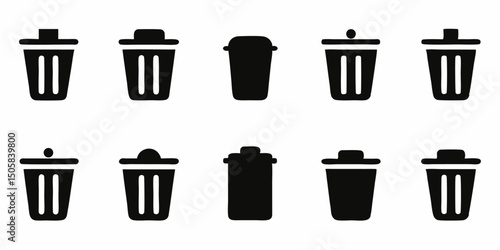 Open trash can icon waste disposal symbol for recycling