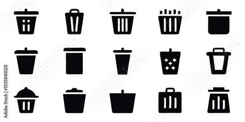 Open trash can icon waste disposal symbol for recycling