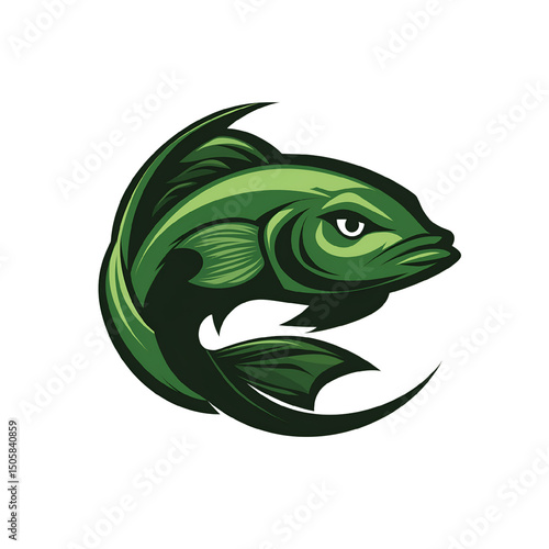 Green aggressive fish vector graphic design perfect for fishing clubs and team logos