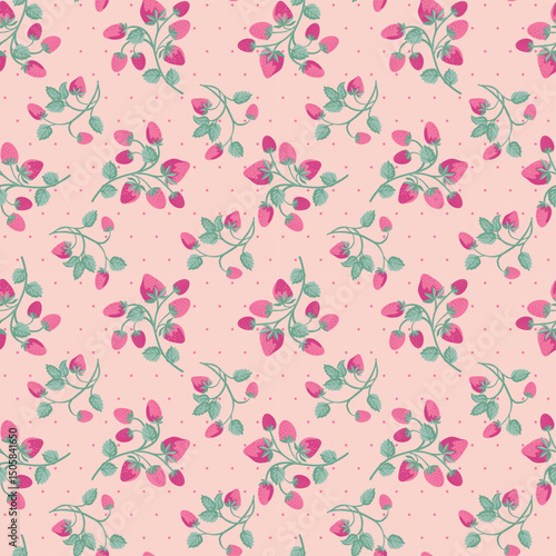 Wallpaper Mural Strawberry Seamless Pattern on Pink Background Torontodigital.ca
