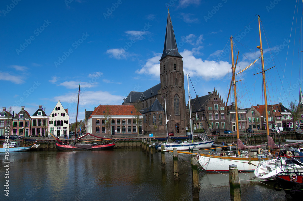Dutch city skyline with canals Dutch city skyline with canals
