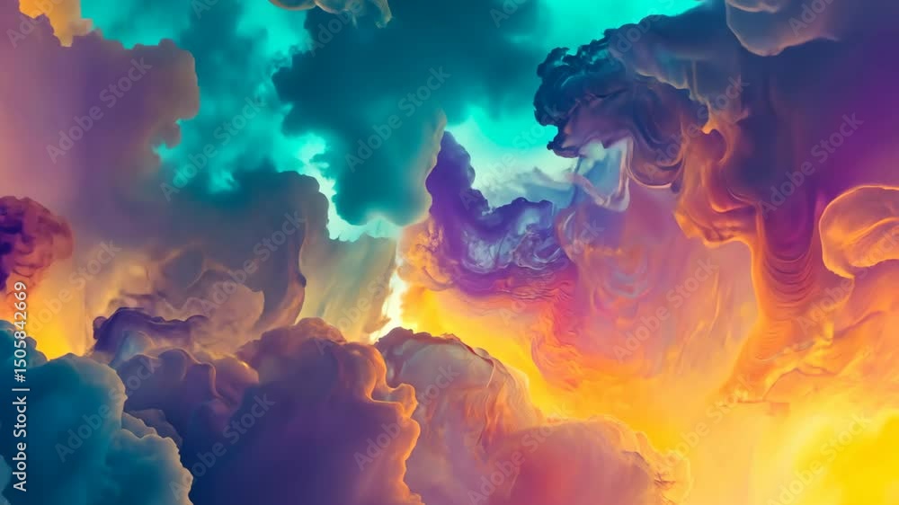 Vibrant abstract clouds transition from warm to cool hues in a dynamic sky Vibrant abstract clouds transition from warm to cool hues in a dynamic sky
