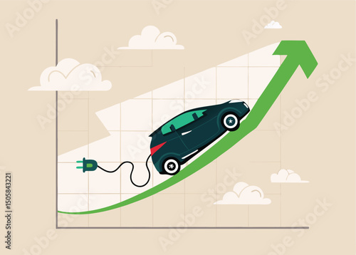 Rising Vehicle Sales: A dynamic illustration of a sleek car, effortlessly ascending a graphical upward curve, symbolizing the growth and success in the automotive industry.