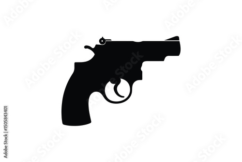 Vintage short gun vector silhouette isolated in white background	