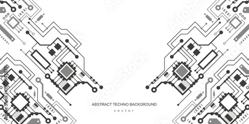 Technological background. Electronic board . Processor. Vector illustration