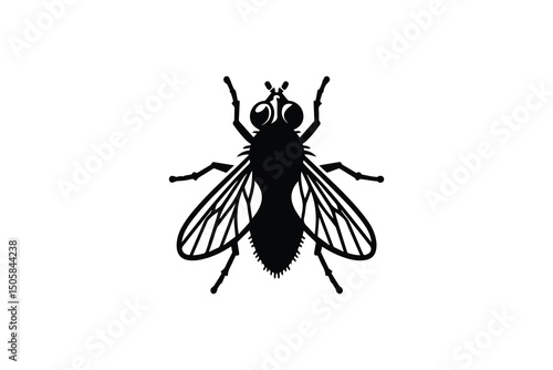 Housefly vector silhouette isolated in white background	