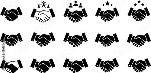 Handshake icon set. Business agreement handshake. friendly handshake icon symbol. partnership deal symbol for apps, ui, website, vector illustration
