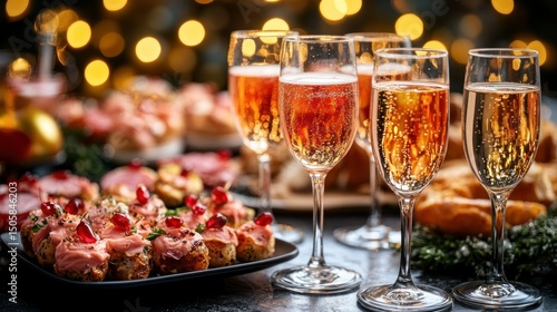 Festive Champagne and Appetizers