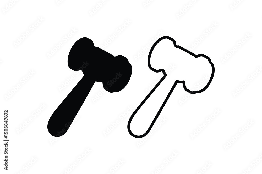 Rubber mallet vector silhouette isolated in white background Rubber mallet vector silhouette isolated in white background