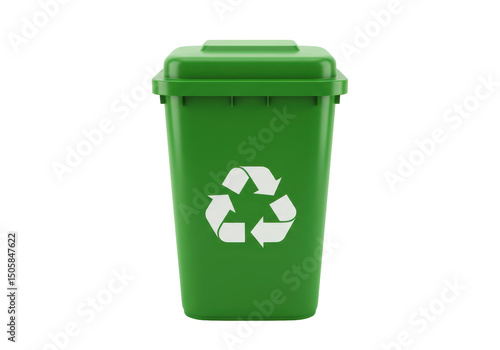 Fotografía Isolated Green Recycling Bin with Symbol