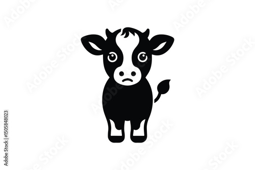 baby cow calf vector silhouette isolated in white background