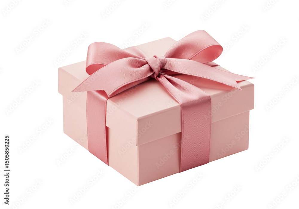 Obraz premium Isolated Pale Pink Gift Box with Satin Bow Celebration