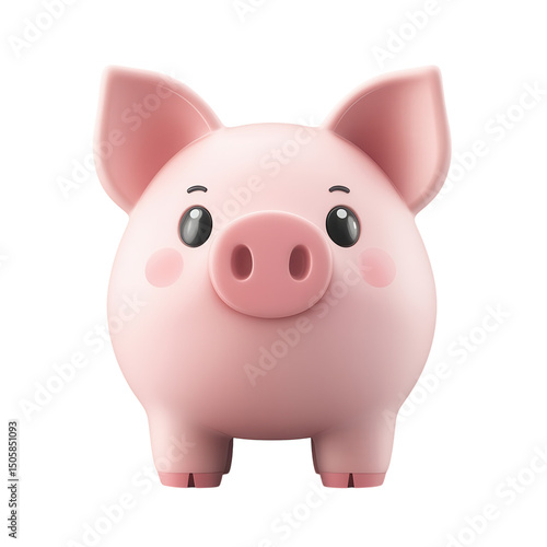 A delightful rosy pink pig character radiating charm and friendliness with on transparent background