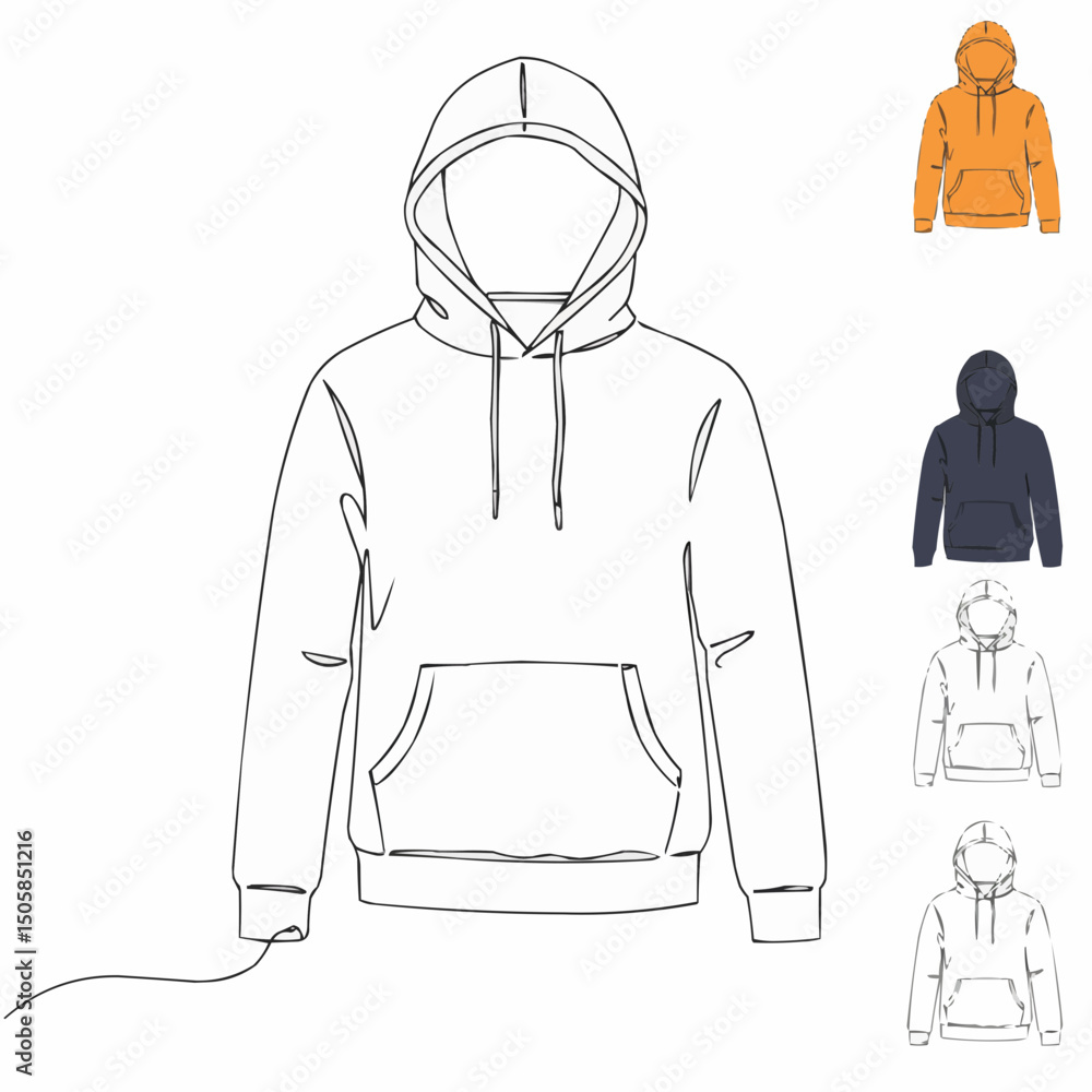 Fototapeta premium A detailed hoodie illustration with additional color variations