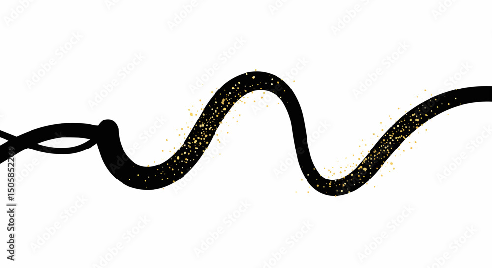 Obraz premium Abstract black wavy line with glitter on white background