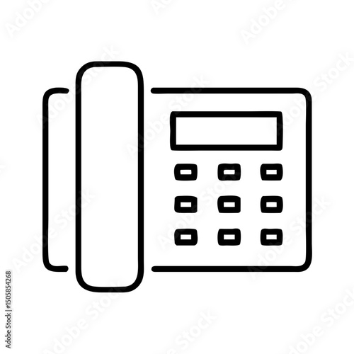 Outline of a landline telephone with keypad and receiver  