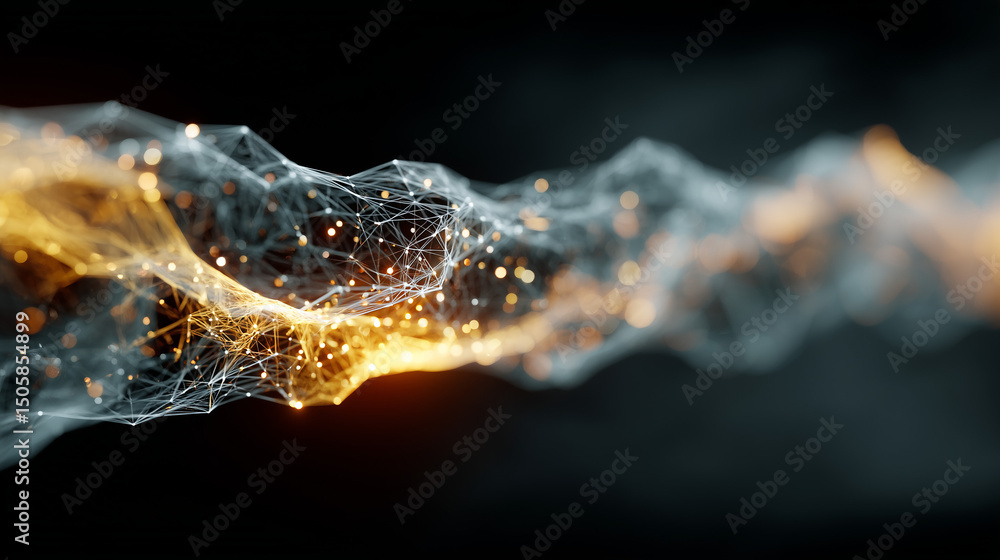 Fototapeta premium DNA strand sparking neural connections, symbolizing intelligence awakening