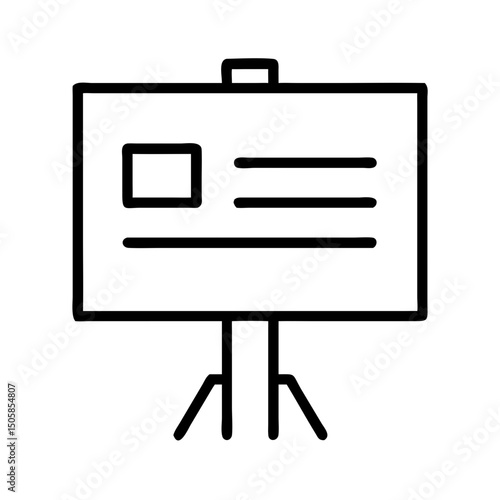 Blank presentation board on easel for displaying information  
