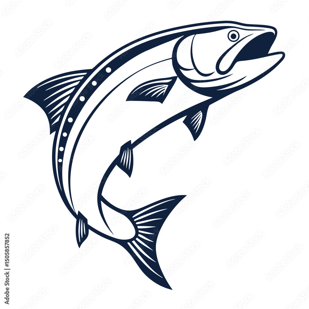 Naklejka premium Flat Design Salmon Logo