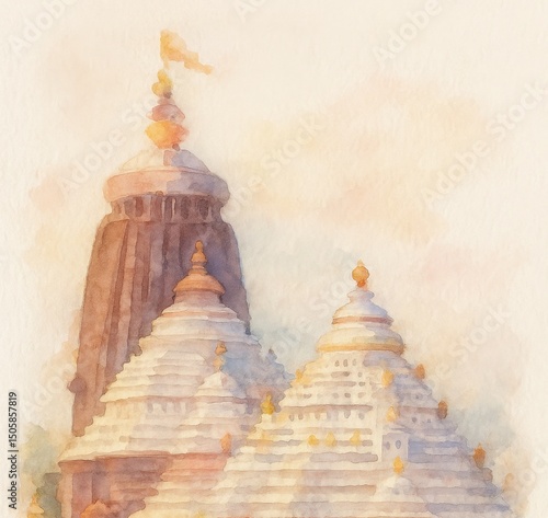 Wallpaper Mural Watercolor illustration of Jagannath Temple. Torontodigital.ca