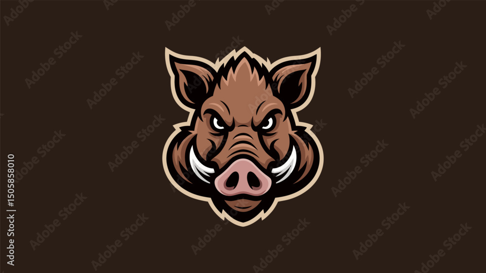 Fototapeta premium Intrepid Wild Boar Mascot Head Illustration