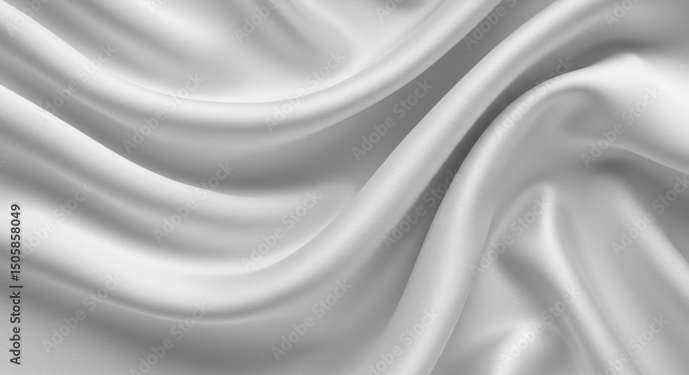 Fototapeta premium White silk fabric with soft folds and smooth texture creating an elegant and luxurious abstract background