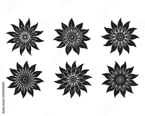 Wallpaper Mural Stylized Black and White Flower Design passion-flower-icon-with-intricate--layered-fila  Torontodigital.ca