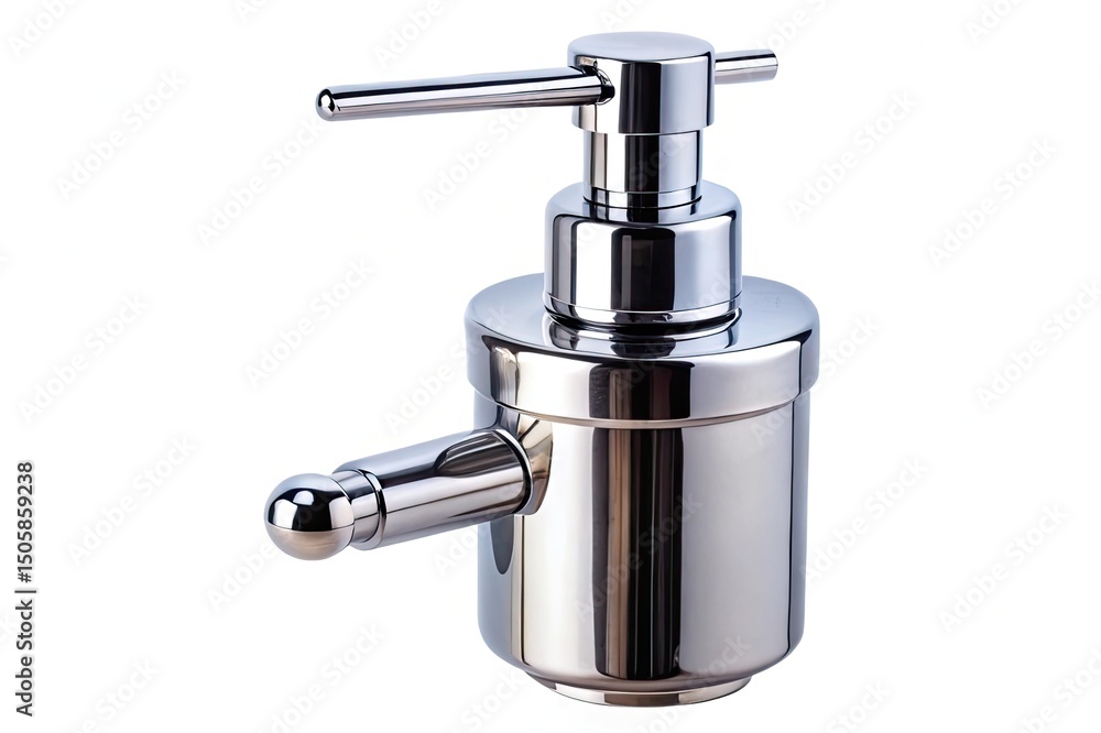 Obraz premium Chrome Soap Dispenser on White Background
