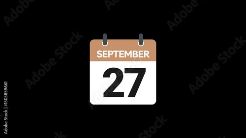 27 September in calendar animation without background