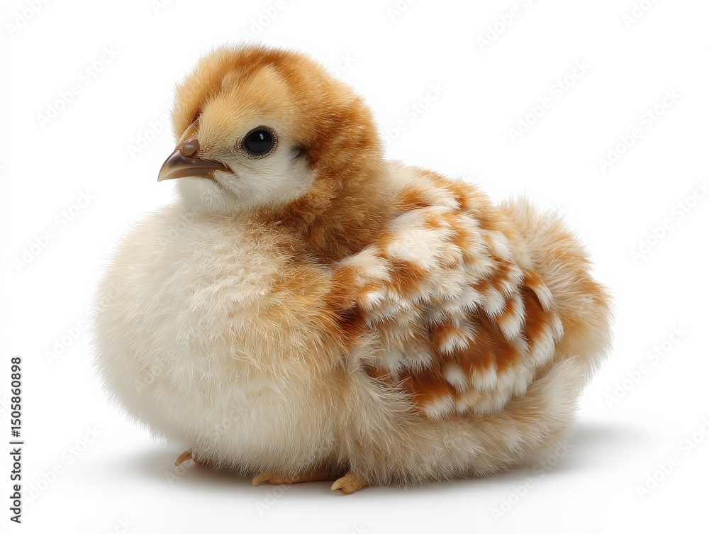 Obraz premium Adorable fluffy chick with unique markings.