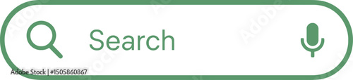 Search Button Design Green Rounded Rectangle with Magnifying Glass and Microphone Icon