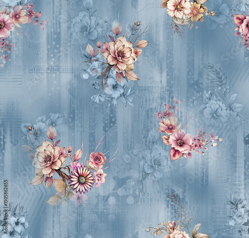 beautiful seamless flower allover design with all colour background