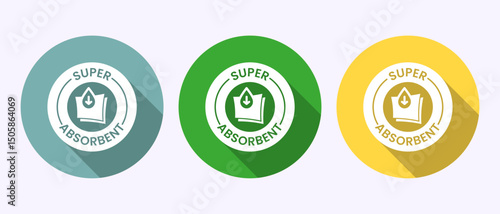 Water absorbent icon design illustration, Water drop absorb sign symbol in shadow button design