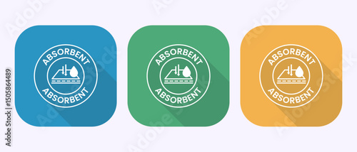 Water absorbent icon design illustration, Water drop absorb sign symbol in shadow button design