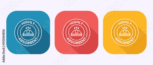 Water absorbent icon design illustration, Water drop absorb sign symbol in shadow button design