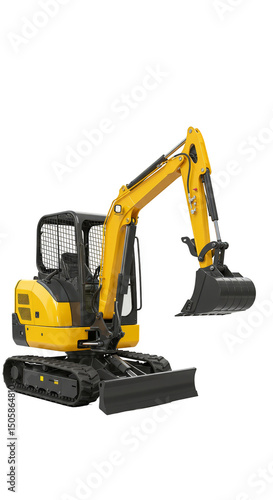 Yellow Excavator Isolated 3D Illustration On Transparent Background