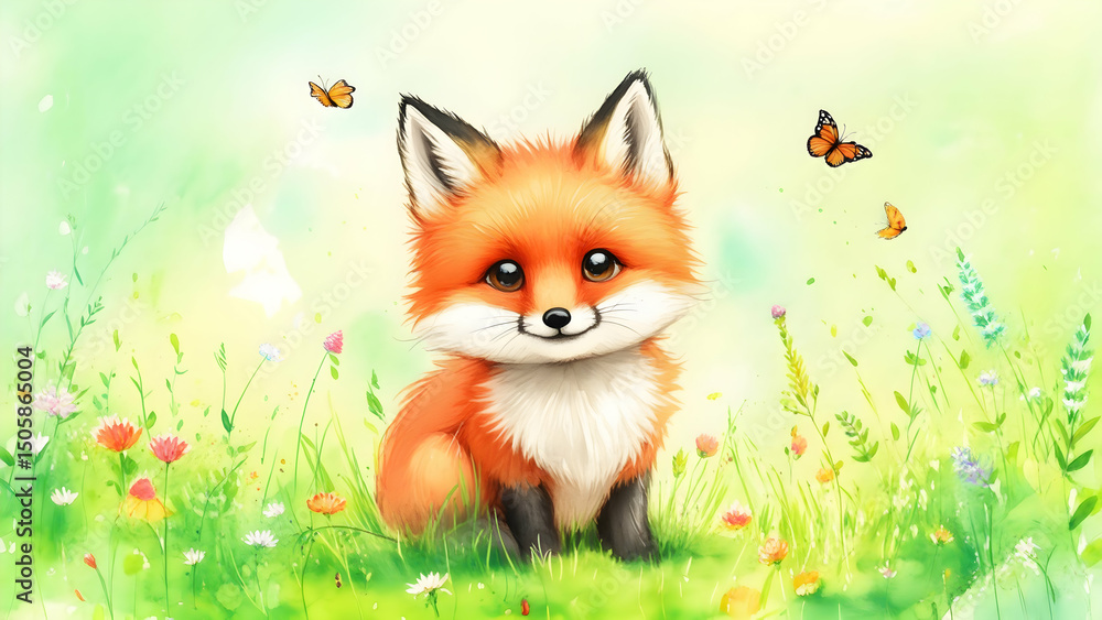 Fototapeta premium Cute Fox in the Garden 