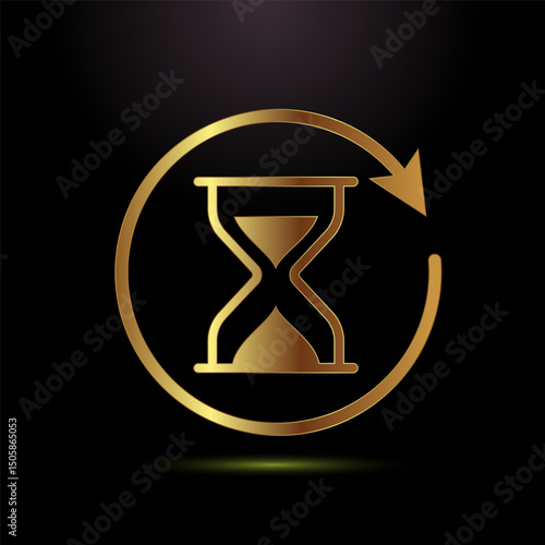 Long lasting icon design illustration. Durability sign symbol in gold color style