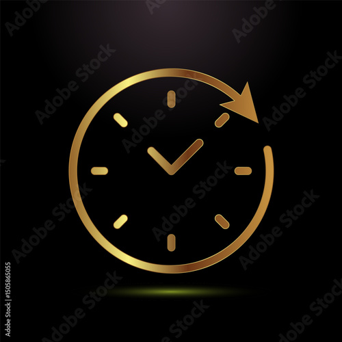 Long lasting icon design illustration. Durability sign symbol in gold color style