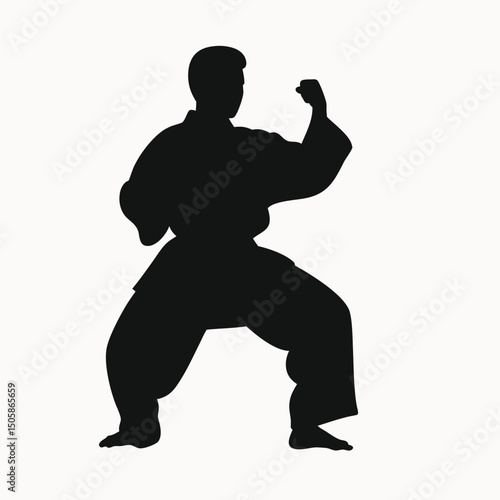 Powerful Karate Silhouette Martial Arts Fighter Pose