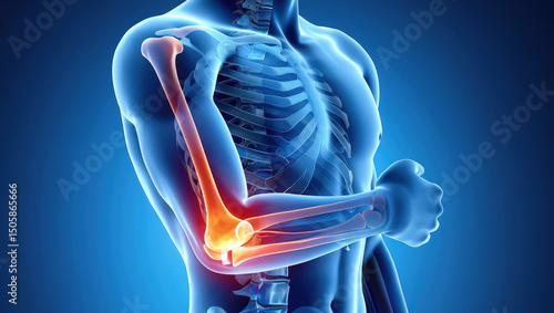 Human Anatomy Elbow Joint Pain, Injury, and Treatment Illustration