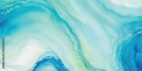 A serene watercolor ocean landscape with pastel blue and green abstract waves. Ideal for art prints, website headers, and peaceful branding.
