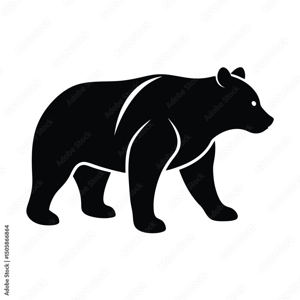 Fototapeta premium Bear Strong Clean Vector Silhouette