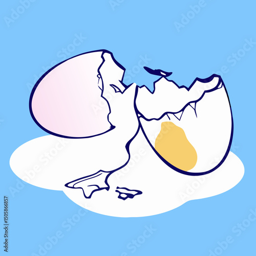 Broken Egg Shell Illustration, Cracked Egg, Cartoon Egg